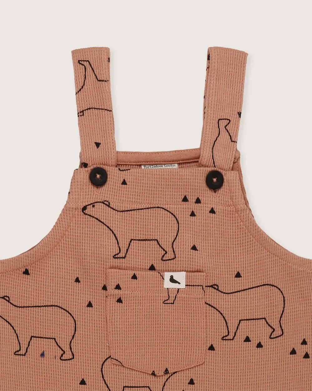 Orange Sketch Bear Print Dungarees