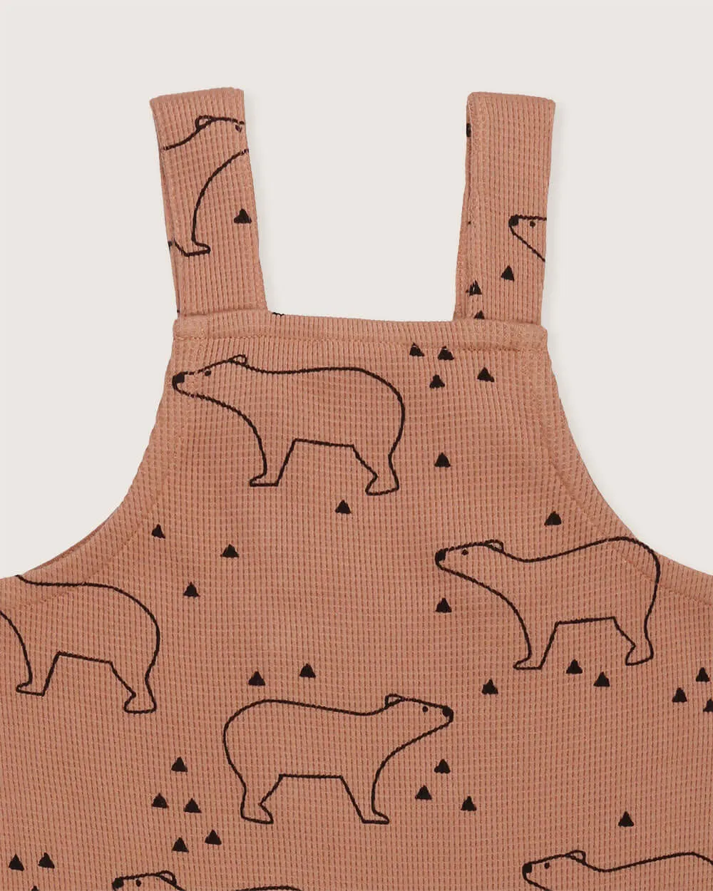 Orange Sketch Bear Print Dungarees