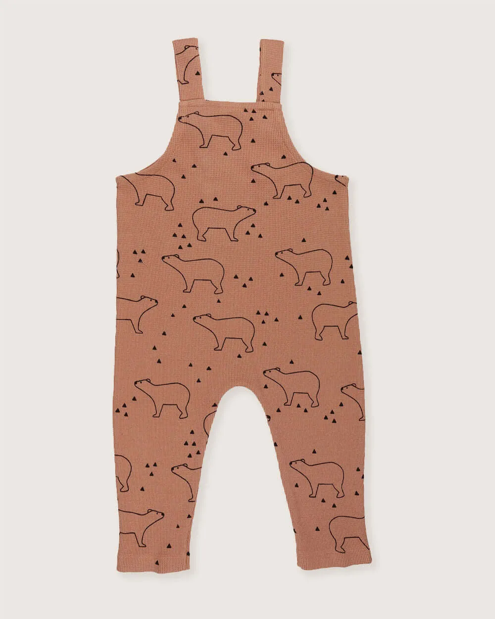 Orange Sketch Bear Print Dungarees