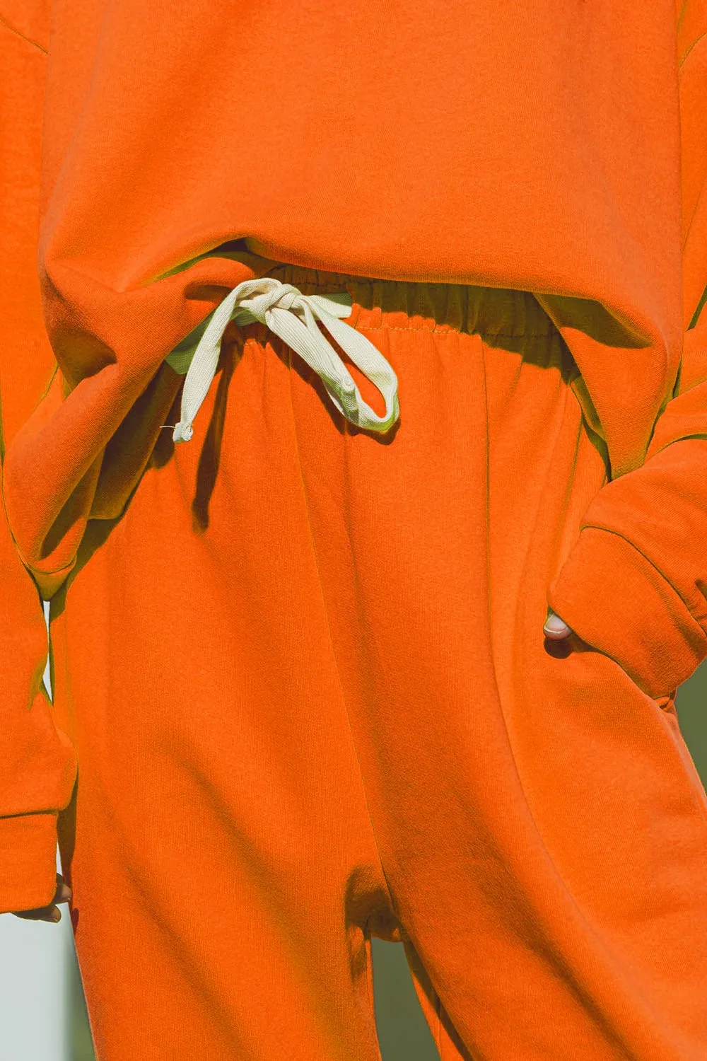 Oversized Jogger with Tie Waist in Bright Orange