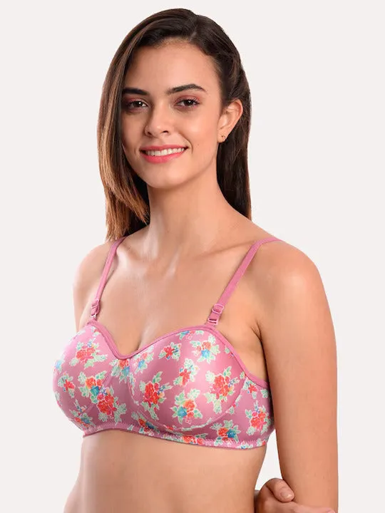 Pack of 3 Black & Pink Floral T-shirt Bra Lightly Padded