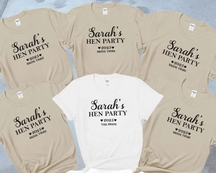 Personalised Beige Hen Party Tshirts
