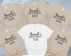 Personalised Beige Hen Party Tshirts