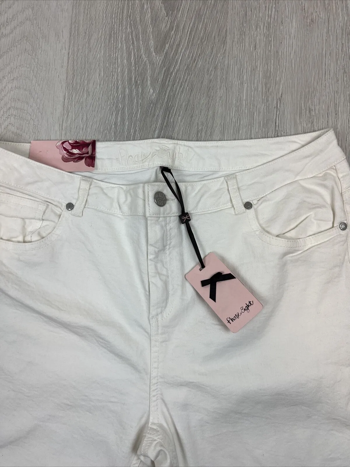 Phase Eight Womens Jada Mid Rise Slim Leg White Jeans Size 16 (New with marks)