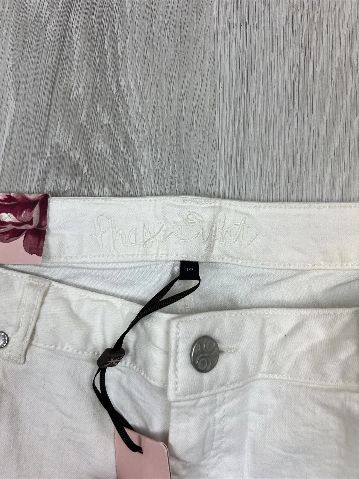 Phase Eight Womens Jada Mid Rise Slim Leg White Jeans Size 16 (New with marks)