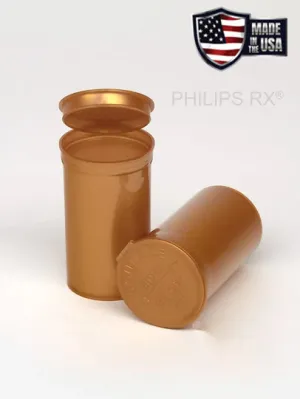 Philips RX 19 Dram Pop Top Vial - 1/8 Oz - Child Resistant - Opaque Gold - (225 Count)