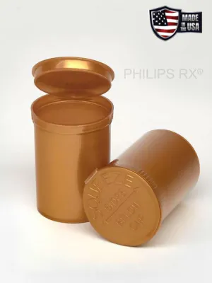 Philips RX 30 Dram Pop Top Vial - 1/4 Oz - Child Resistant - Gold - Opaque (150 Count)