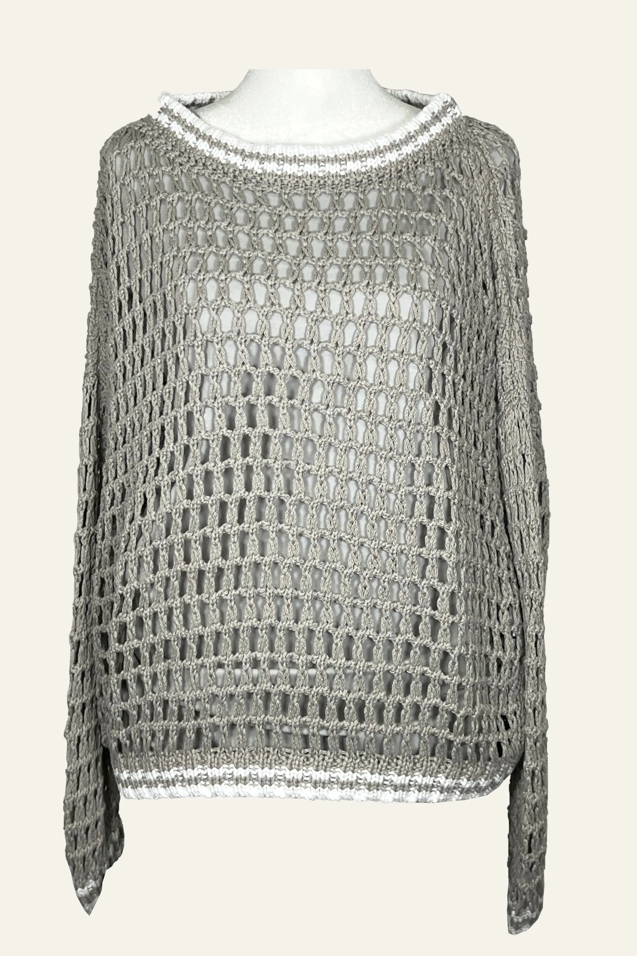 Pima Cotton Fisherman Boatneck Fishnet Sweater