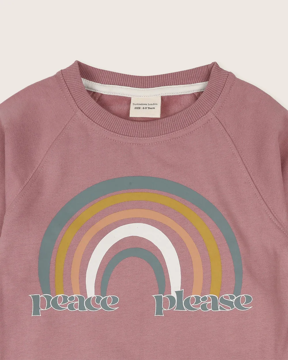 Pink Peace Please Slogan Print Sweatshirt
