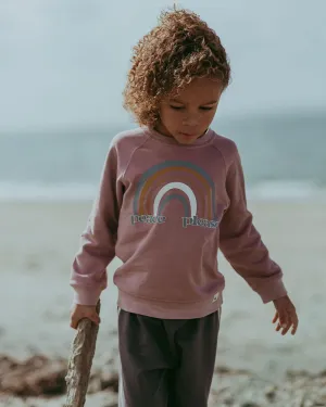 Pink Peace Please Slogan Print Sweatshirt