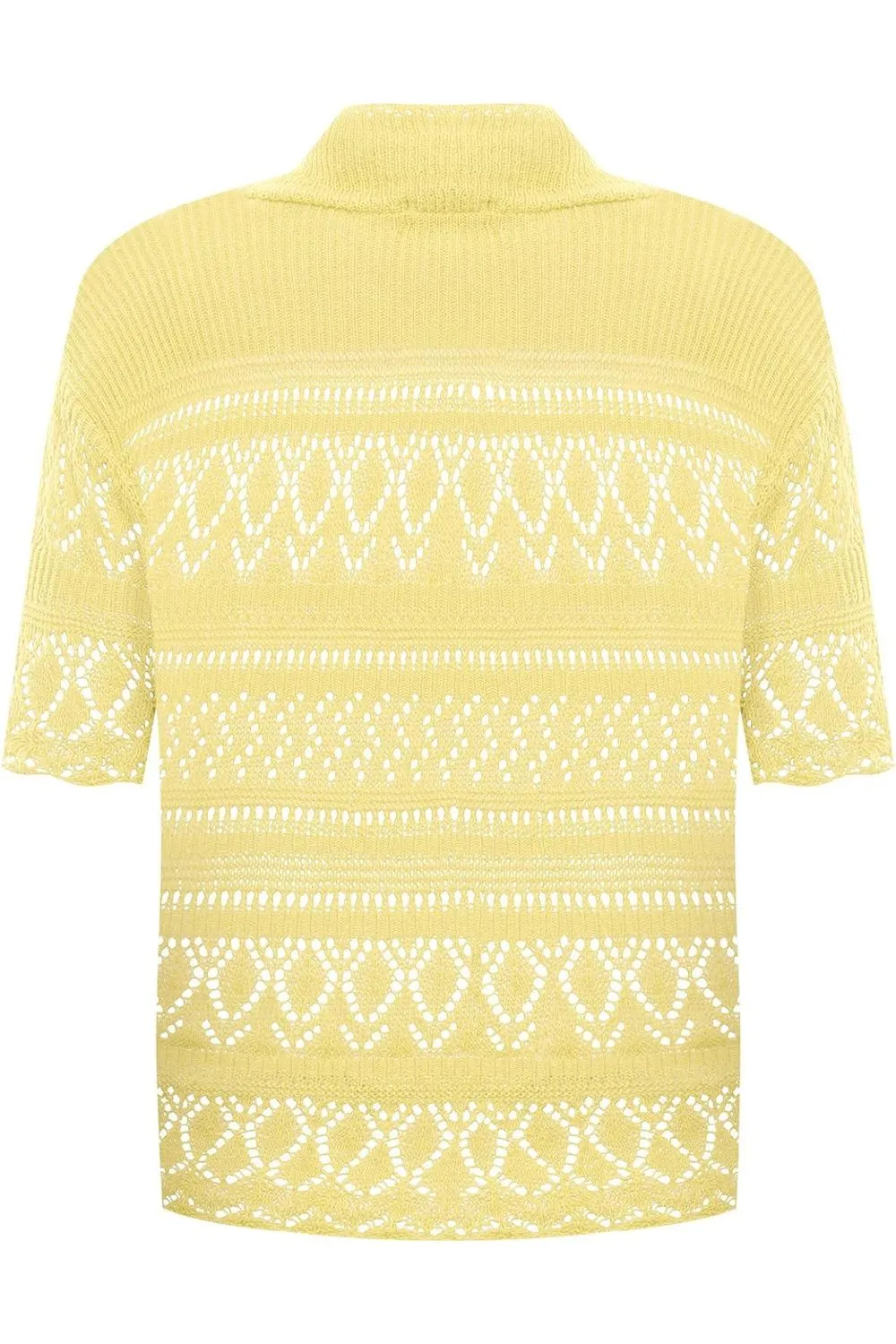 Plus Size Knitted Crochet Short Sleeve Shrug - White Wine Yellow Turquoise