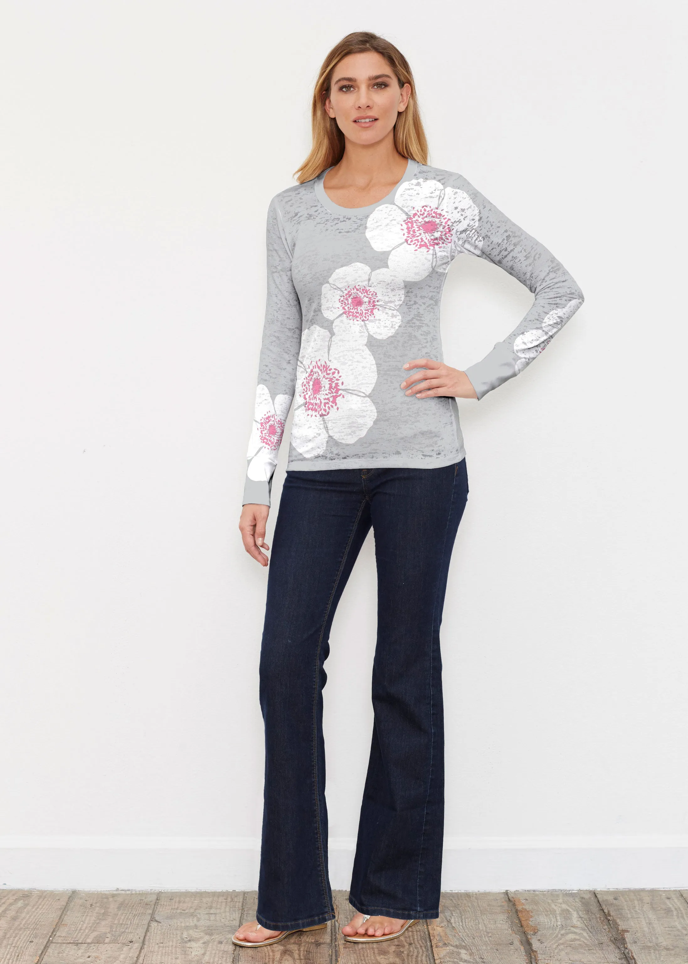 Poppy Grey (7016) ~ Thermal Long Sleeve Crew Shirt