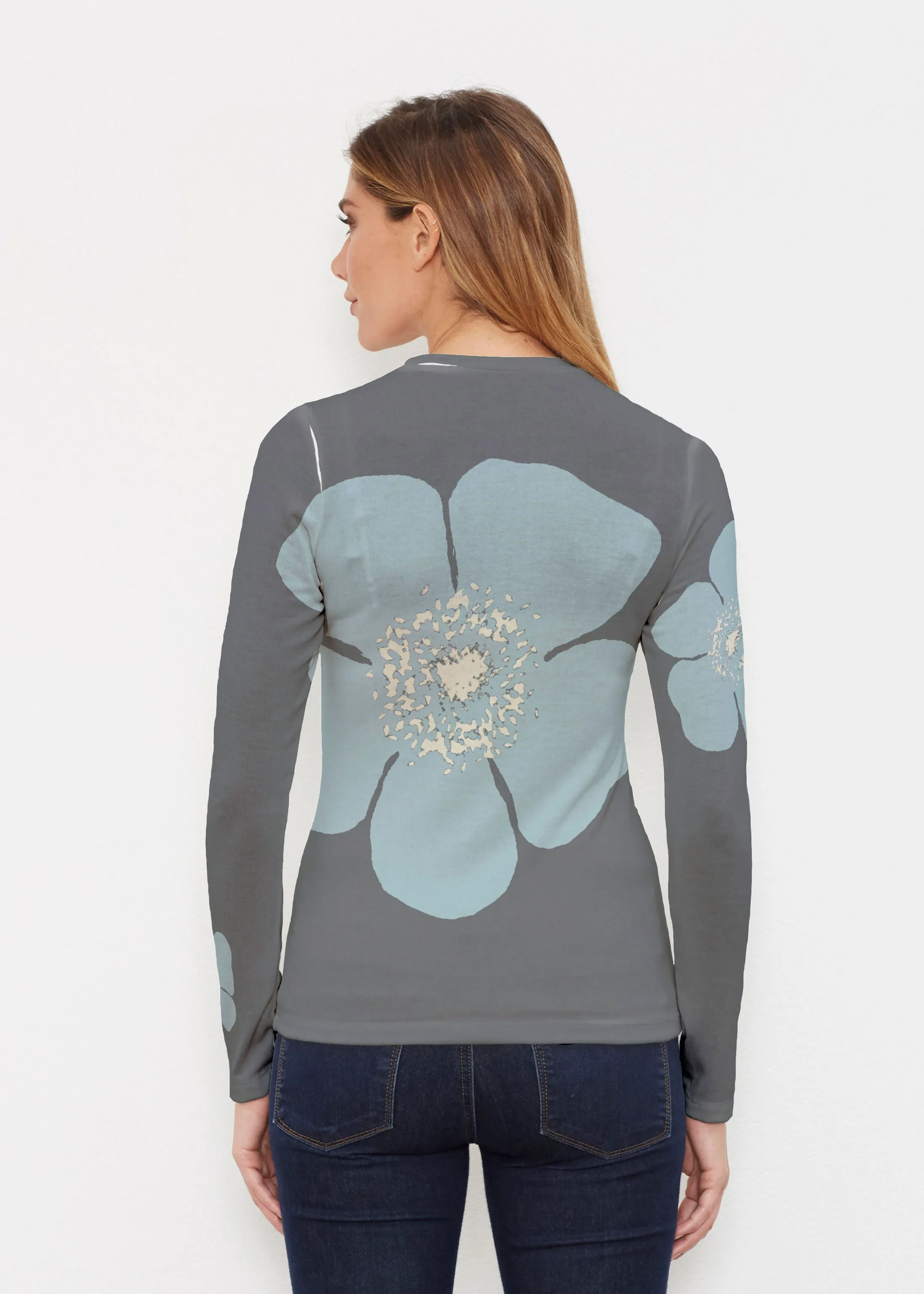 Poppy SteelBlue-Grey (7066) ~ Butterknit Long Sleeve Crew Top