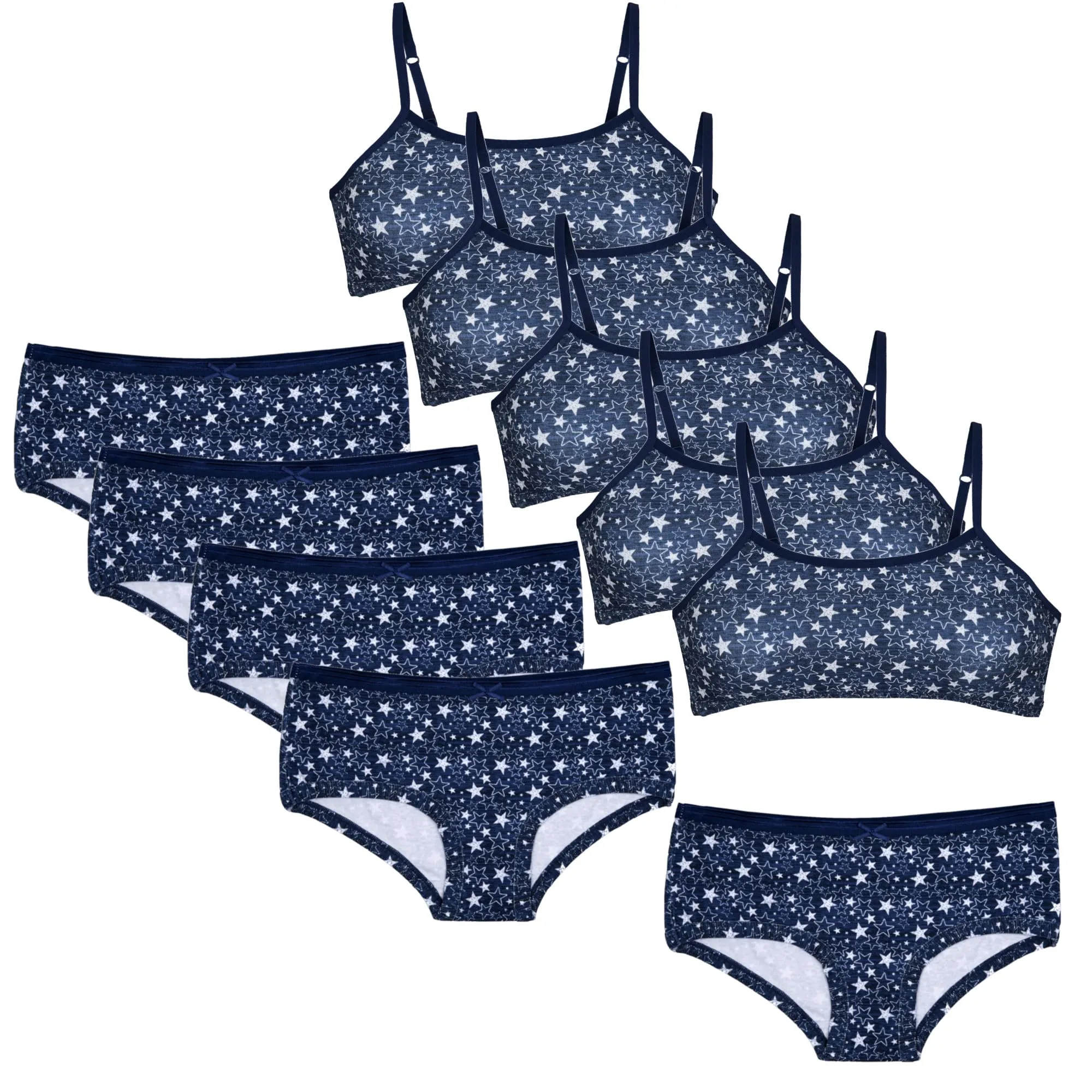 Popular Matching Girls Underwear Set - Crop Cami Training Bras for Girls with Hipster Girls Panties 10 pieces