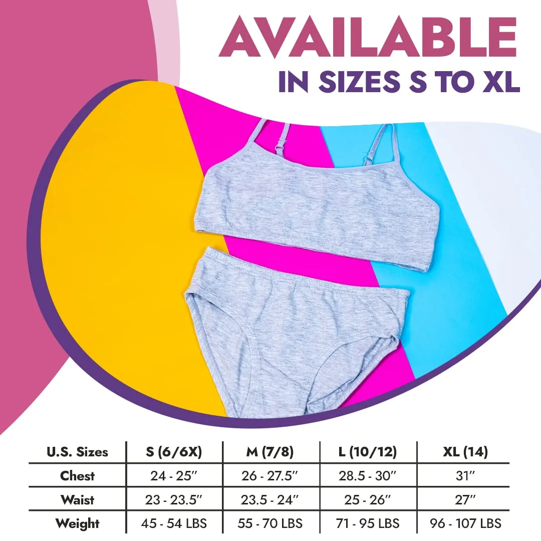 Popular Matching Girls Underwear Set - Crop Cami Training Bras for Girls with Hipster Girls Panties 10 pieces