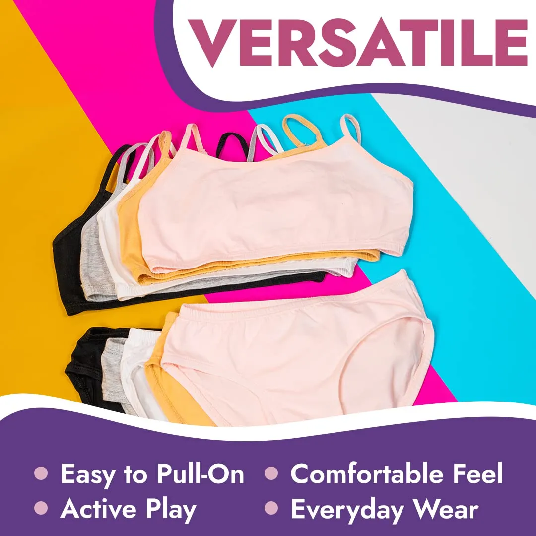 Popular Matching Girls Underwear Set - Crop Cami Training Bras for Girls with Hipster Girls Panties 10 pieces