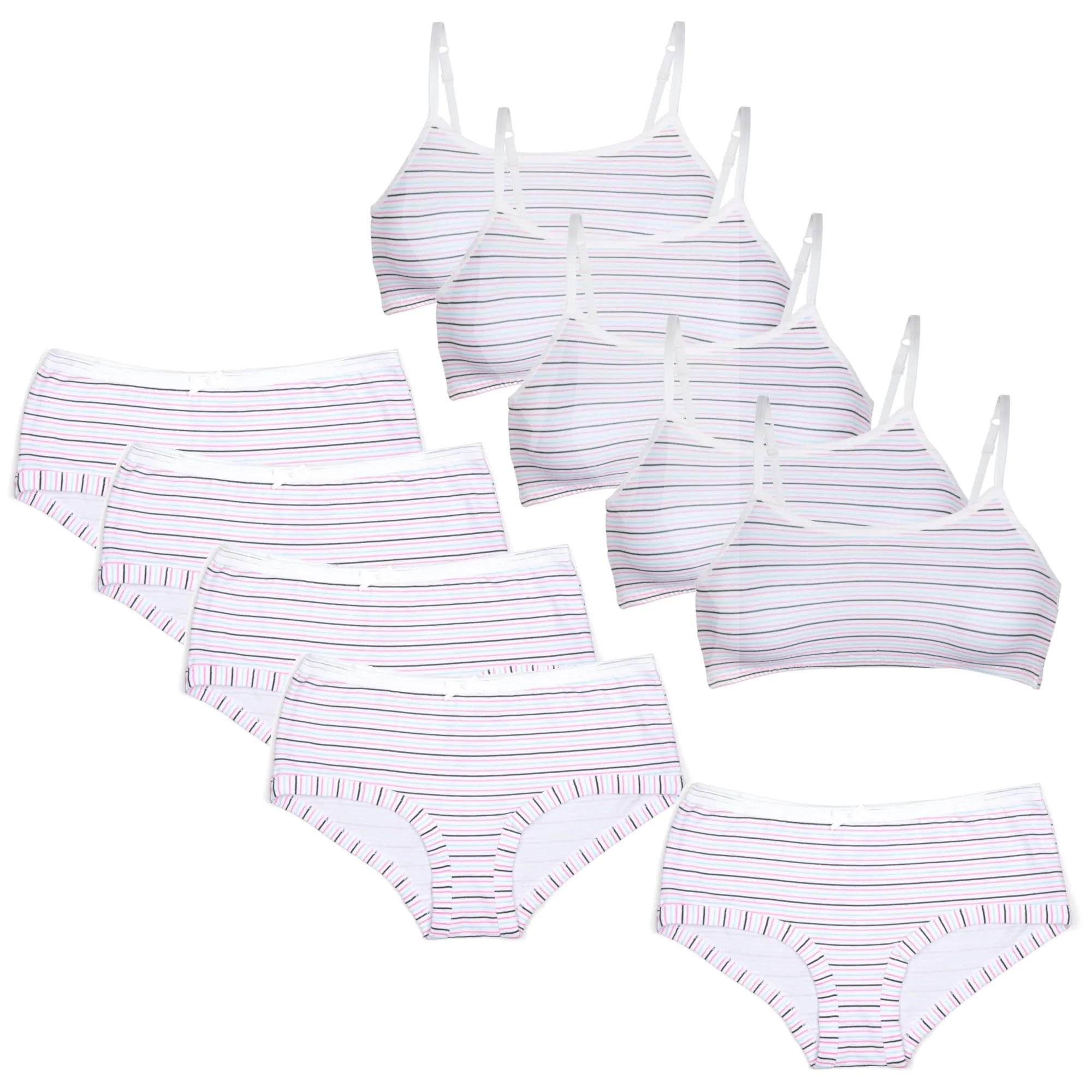 Popular Matching Girls Underwear Set - Crop Cami Training Bras for Girls with Hipster Girls Panties 10 pieces