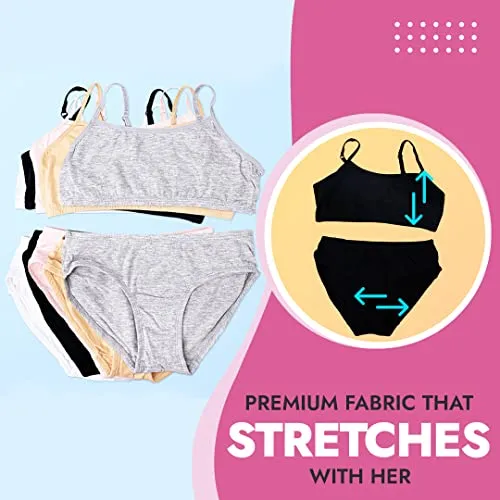 Popular Matching Girls Underwear Set - Crop Cami Training Bras for Girls with Hipster Girls Panties 10 pieces