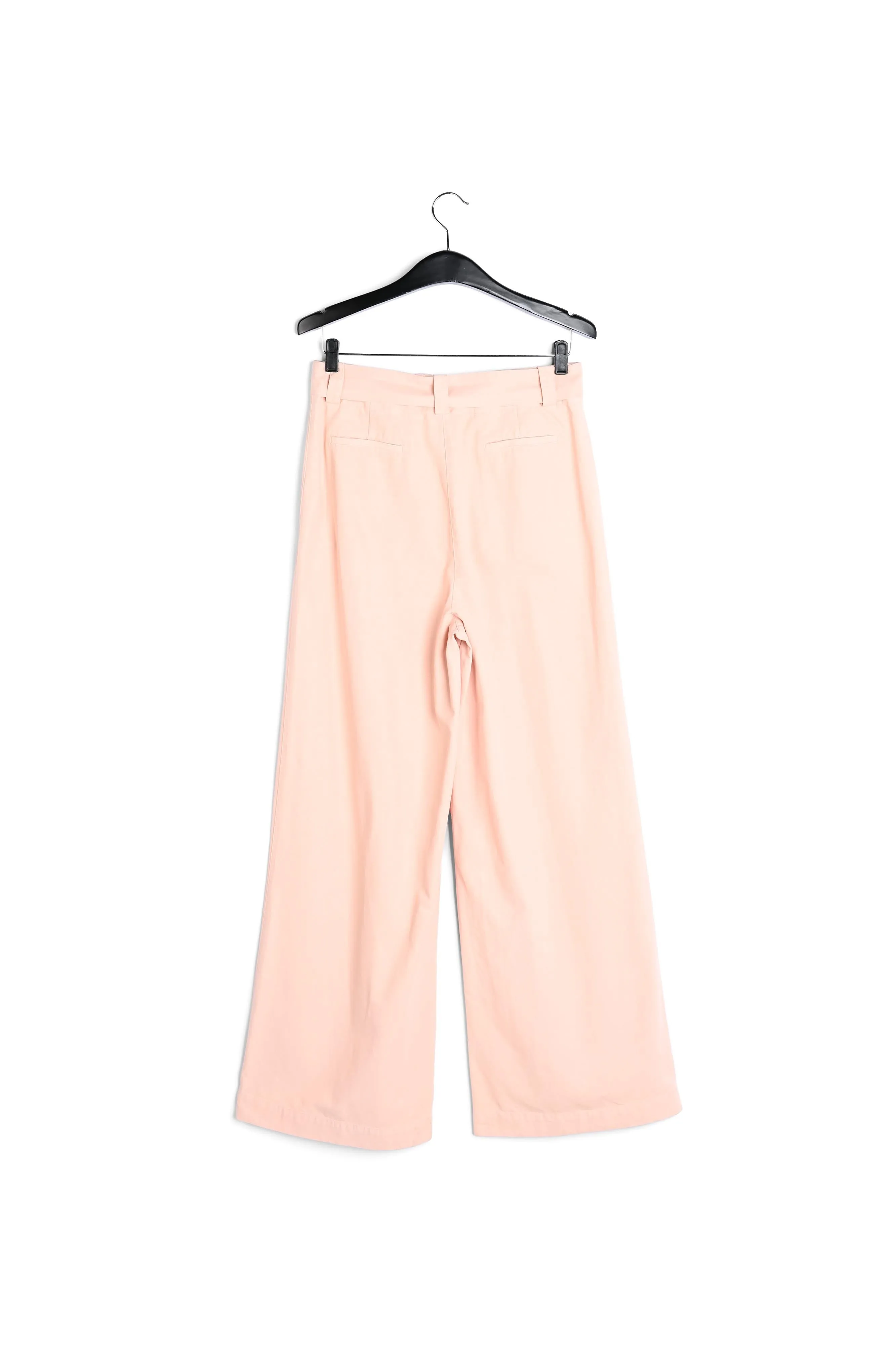 Powder pink belted high-waisted wide-leg jeans