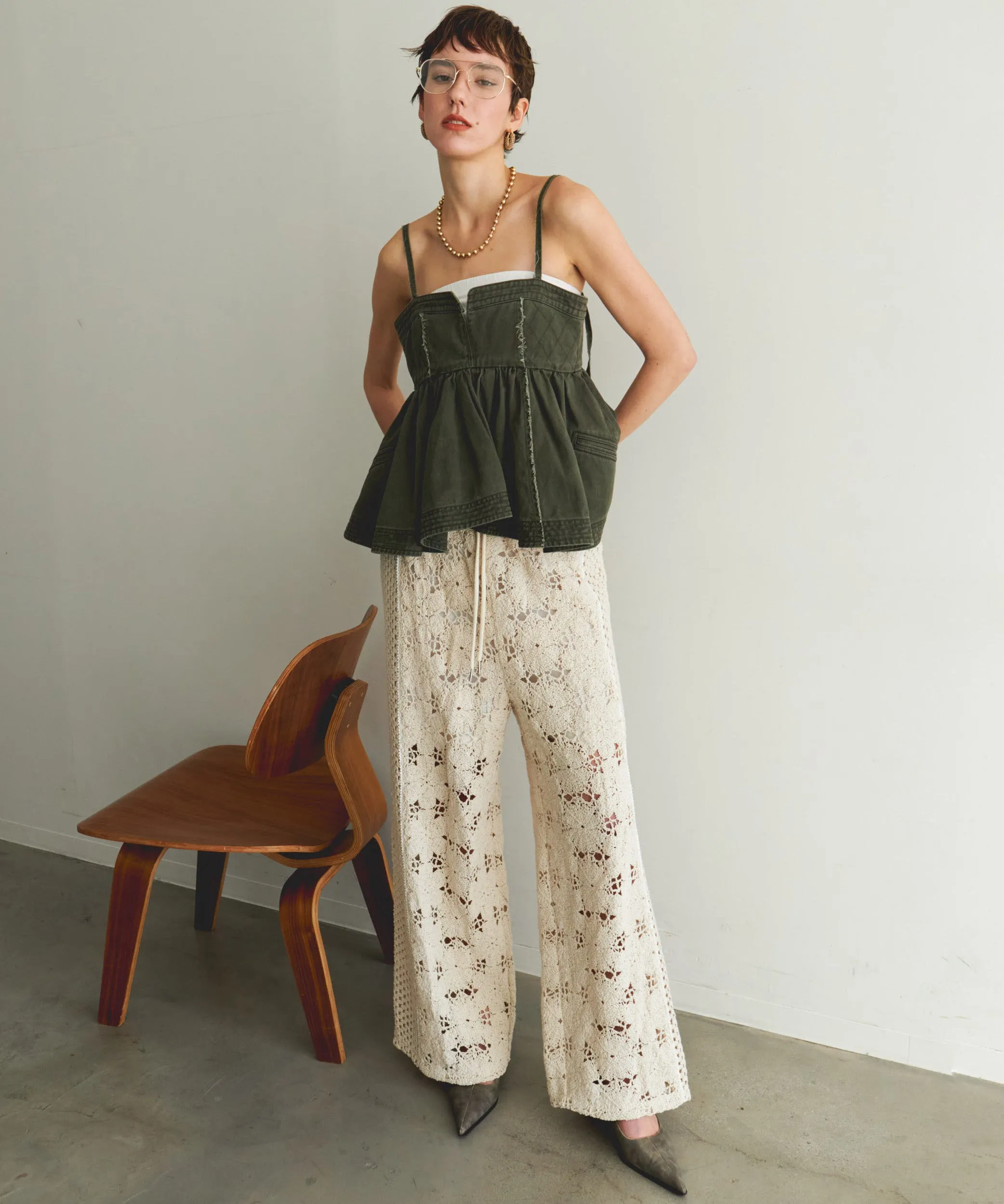 【PRE-ORDER】Mixed Lace Easy Pants