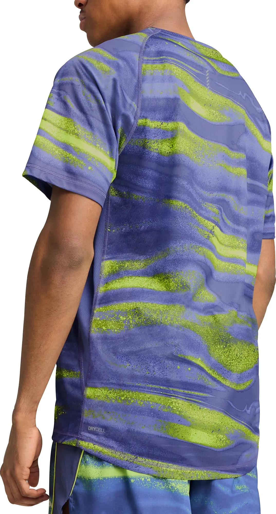 Puma Velocity All Over Print Short Sleeve Mens Running Top - Blue