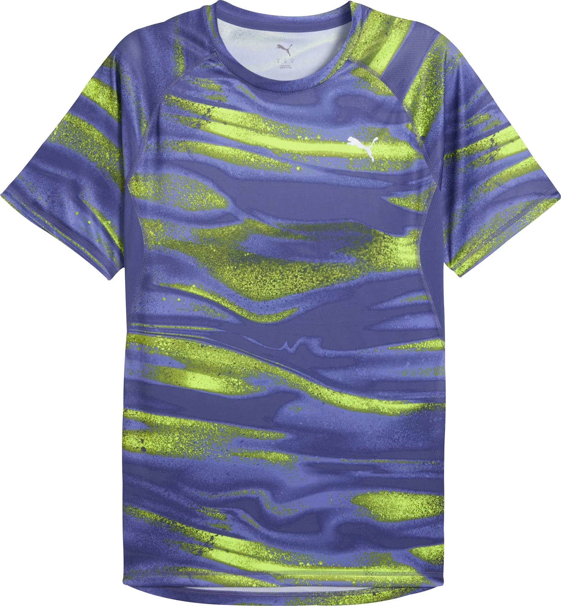 Puma Velocity All Over Print Short Sleeve Mens Running Top - Blue