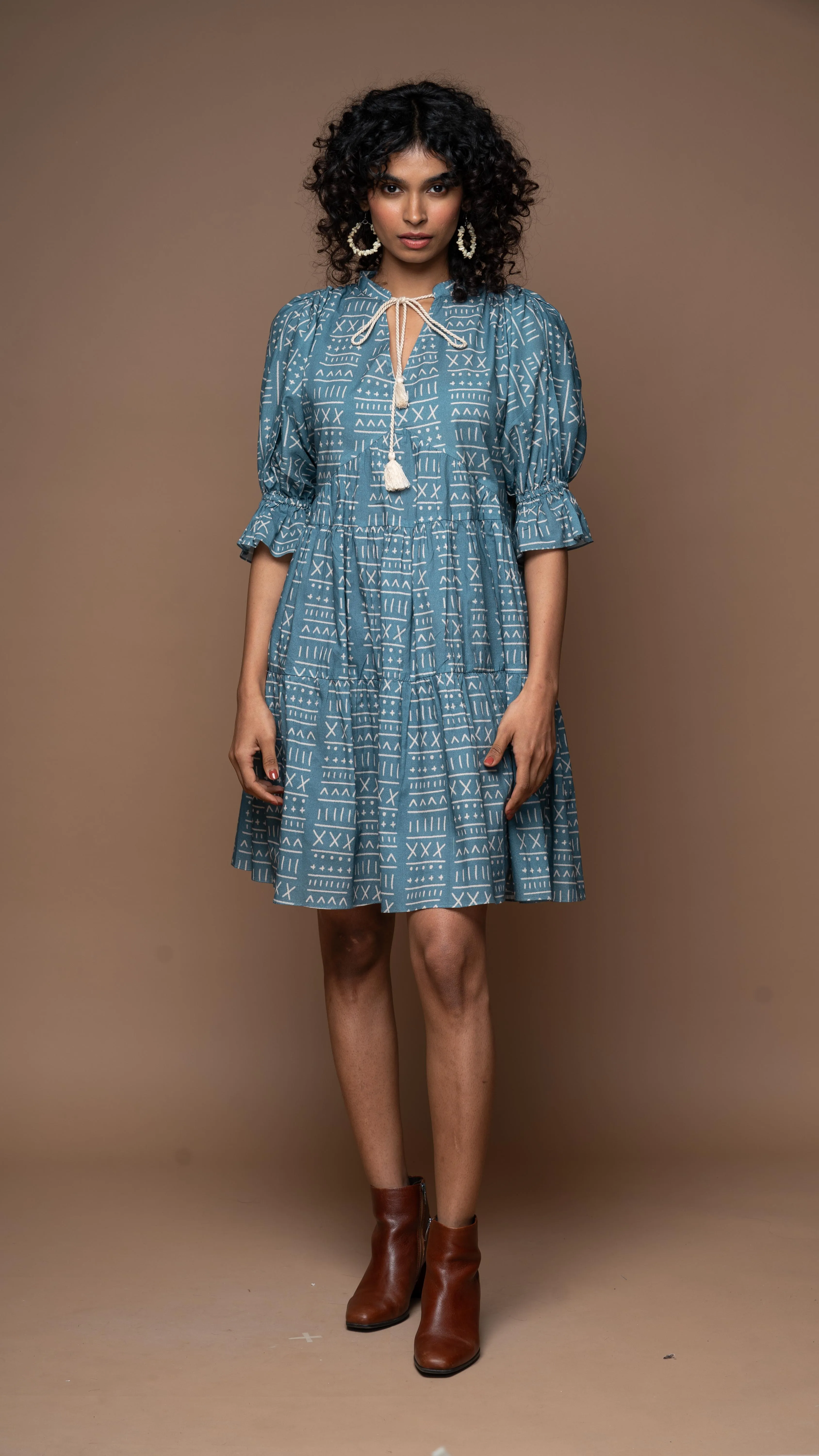 Pure Bliss Short Boho Dress in Back to Basics Pattern