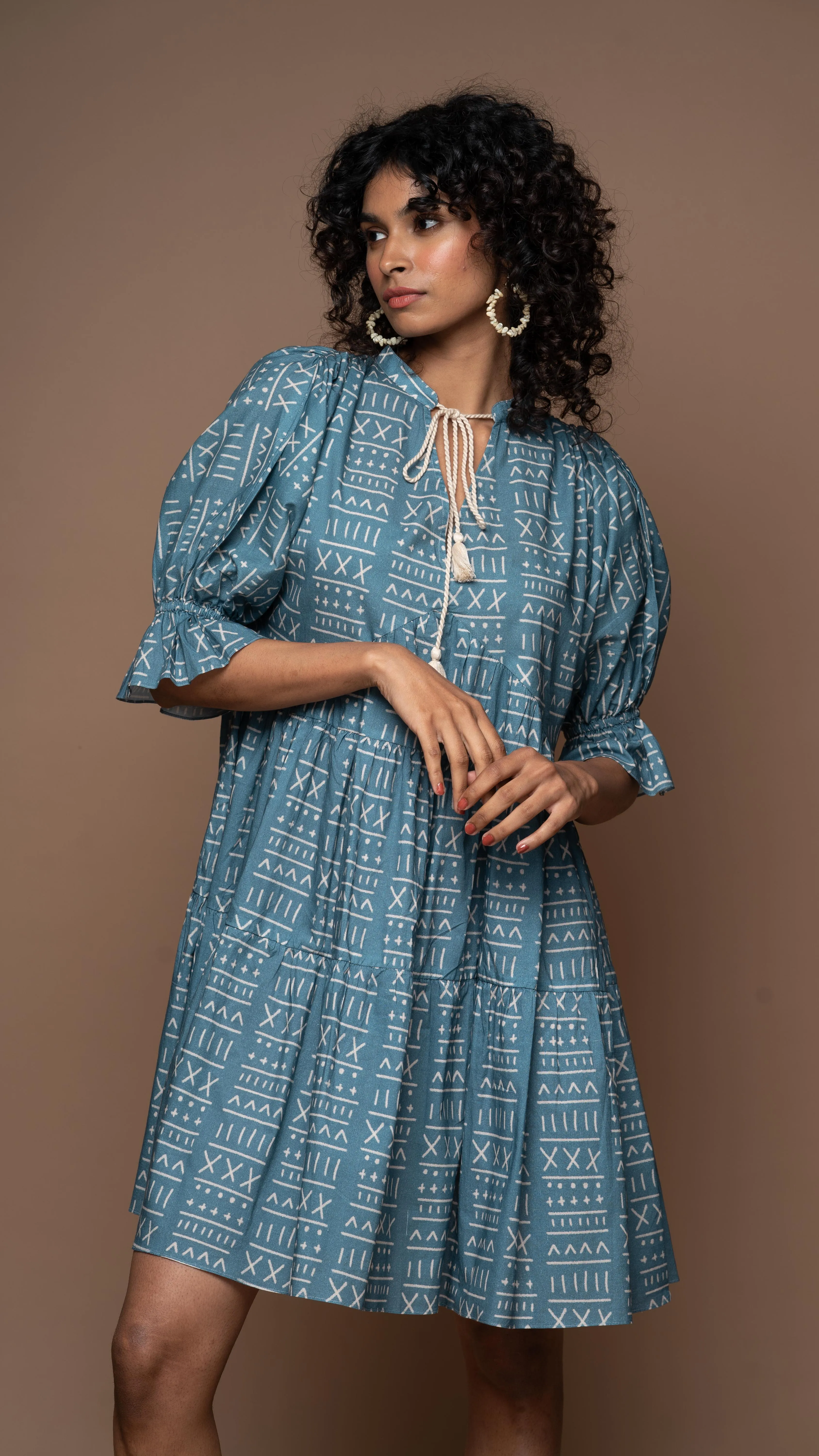 Pure Bliss Short Boho Dress in Back to Basics Pattern