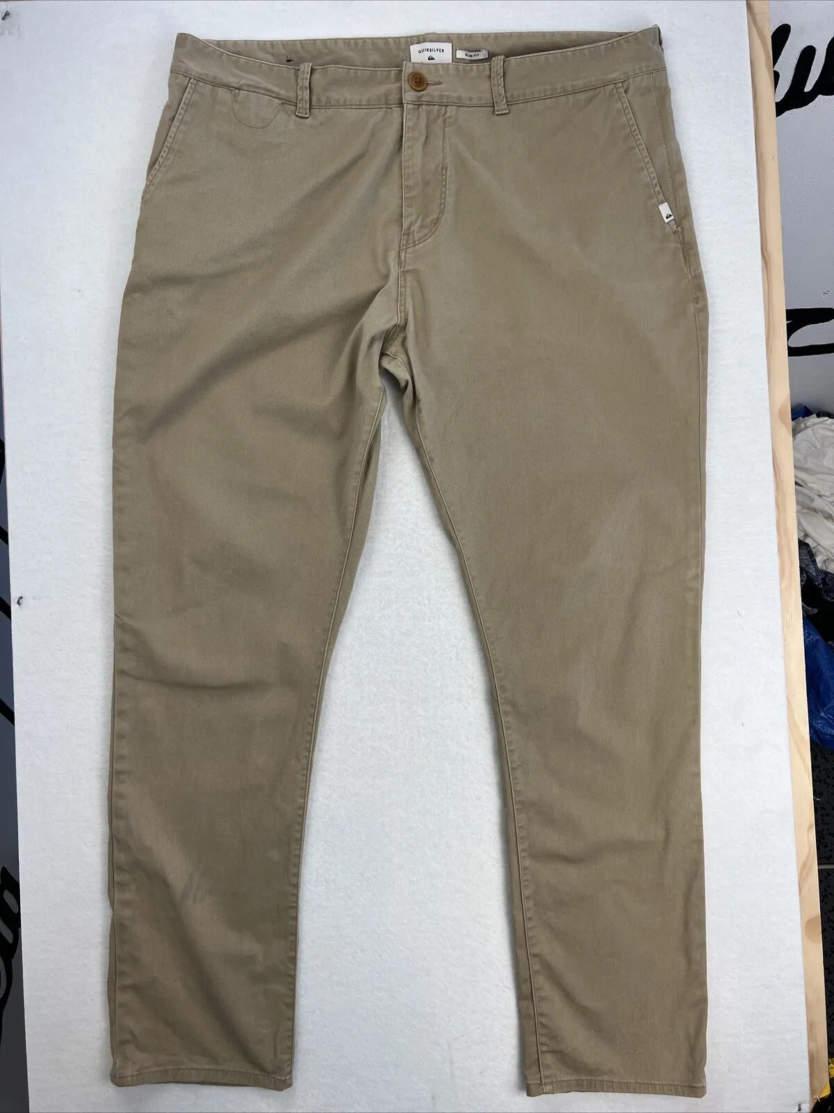 Quiksilver Mens Beige Slim Fit Chinos Size 38
