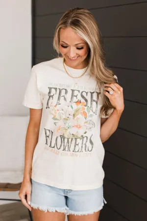 "Fresh Flowers" Graphic Tee- Cream