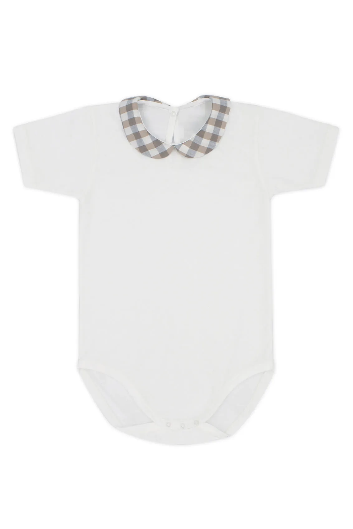 "Joey" Beige & Blue Check Bodysuit & Jam Pants