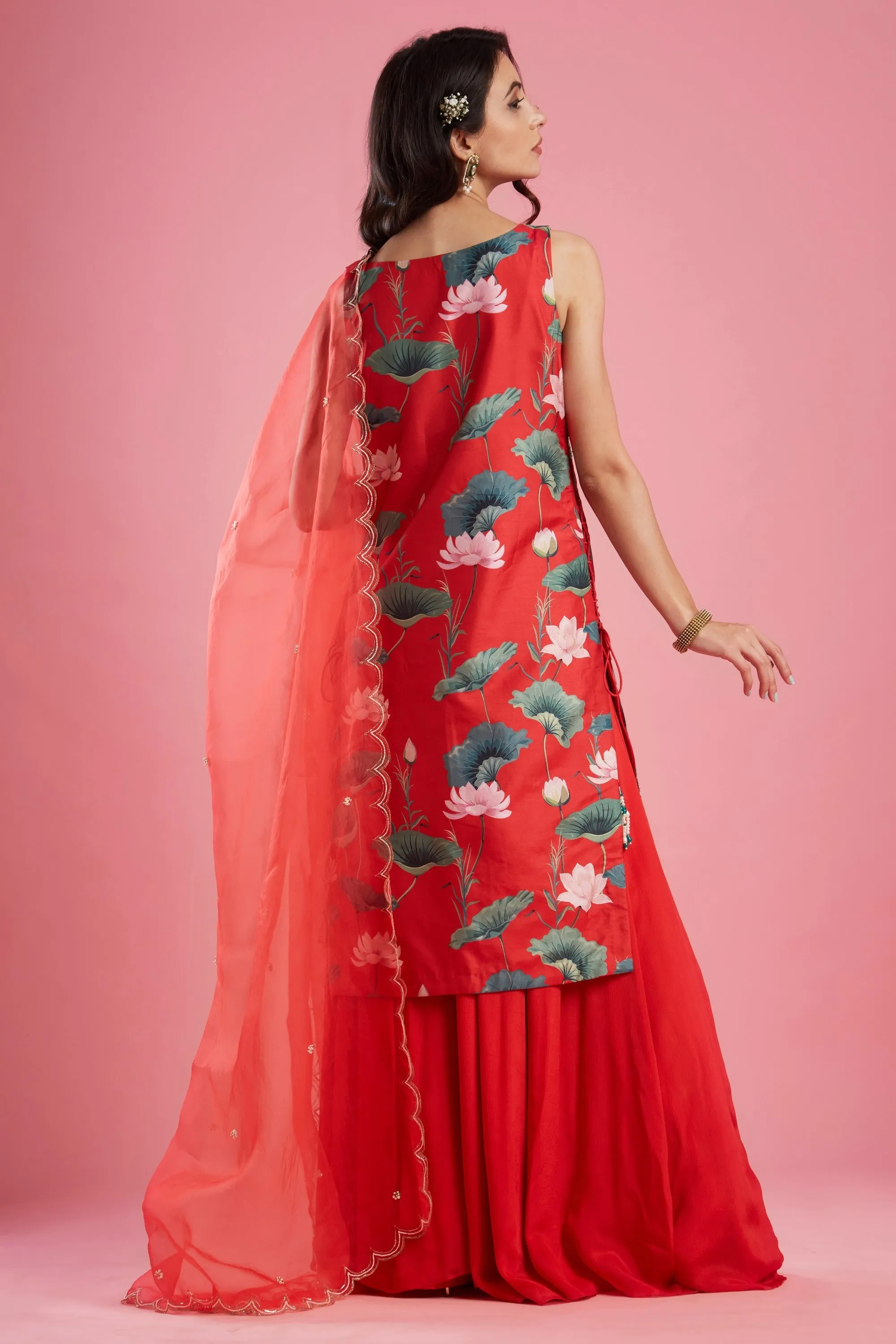Red Straight Tunic Set