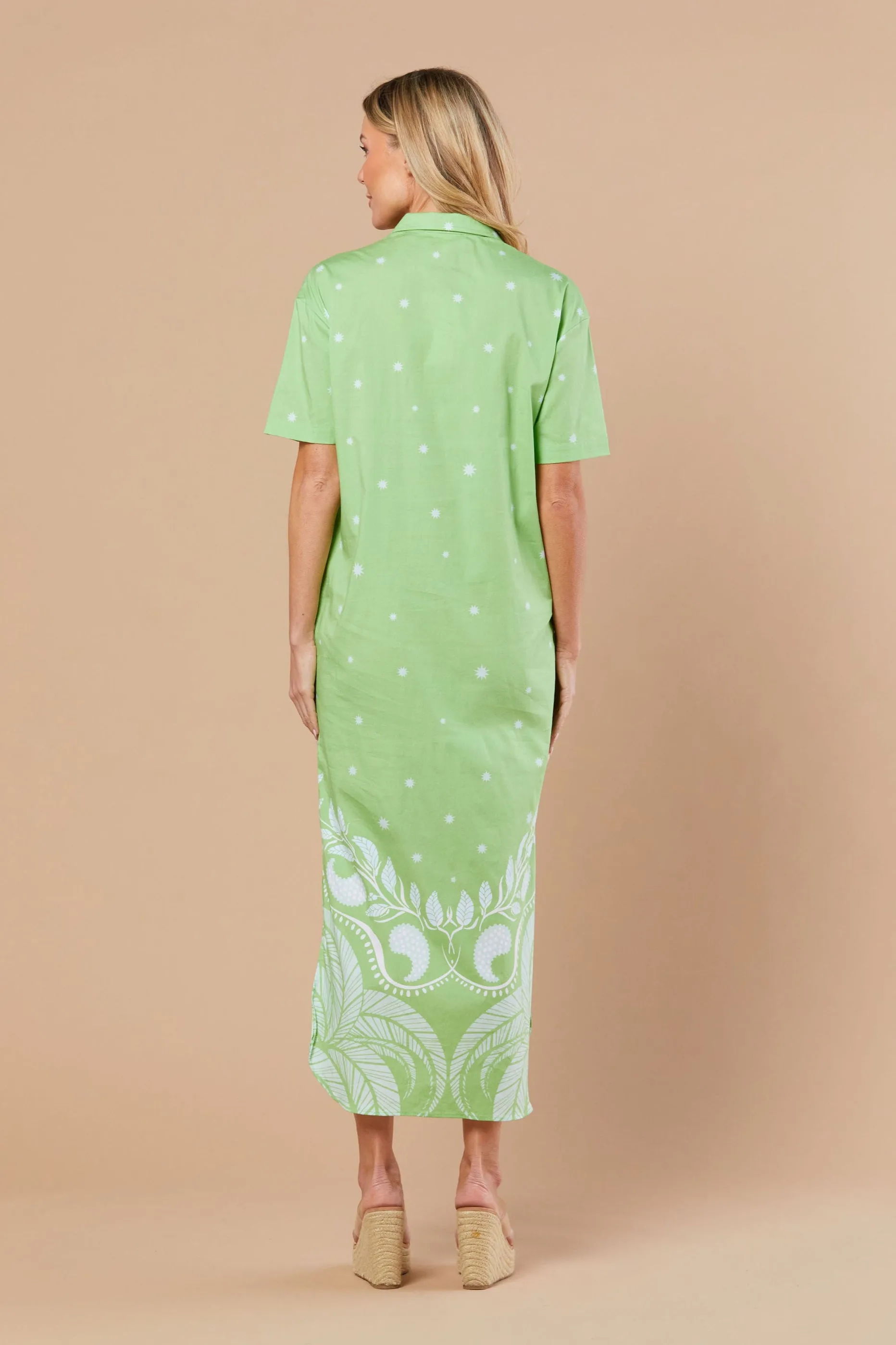 Reese Dress in Celedon Palmetto