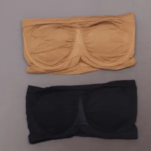 Rhonda Shear 2 Pack Underwire Bandeau Bras with Removable Pads Black/ Caramel 3X