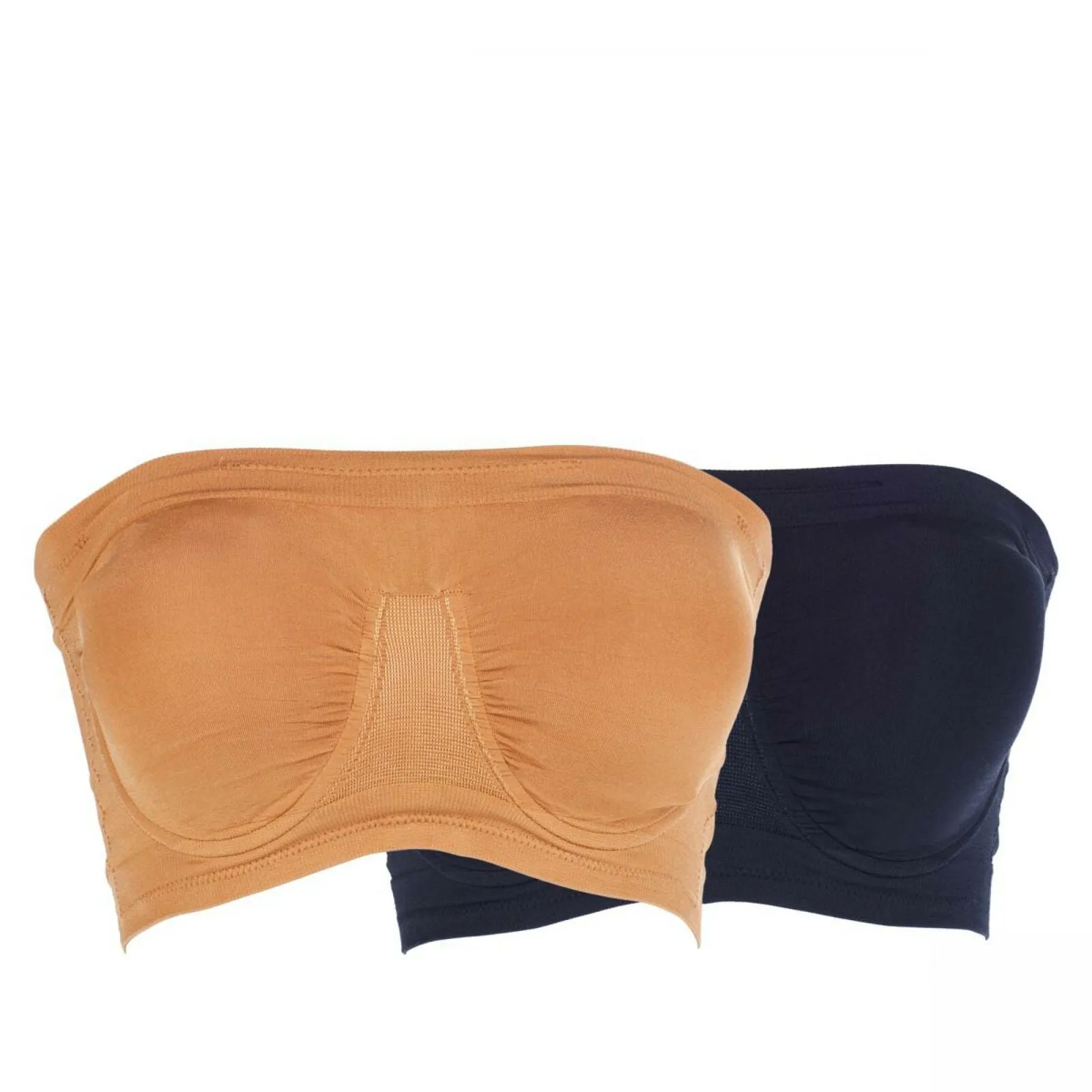 Rhonda Shear 2 Pack Underwire Bandeau Bras with Removable Pads Black/ Caramel 3X