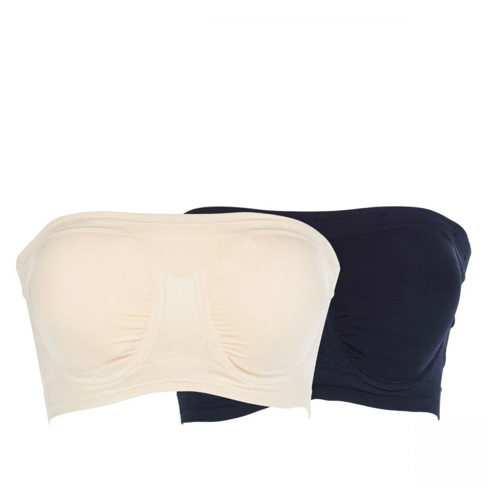 Rhonda Shear 2 Pack Underwire Brandeau Bras With Pads Nude/ Black Large