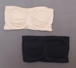 Rhonda Shear 2 Pack Underwire Brandeau Bras With Pads Nude/ Black Large
