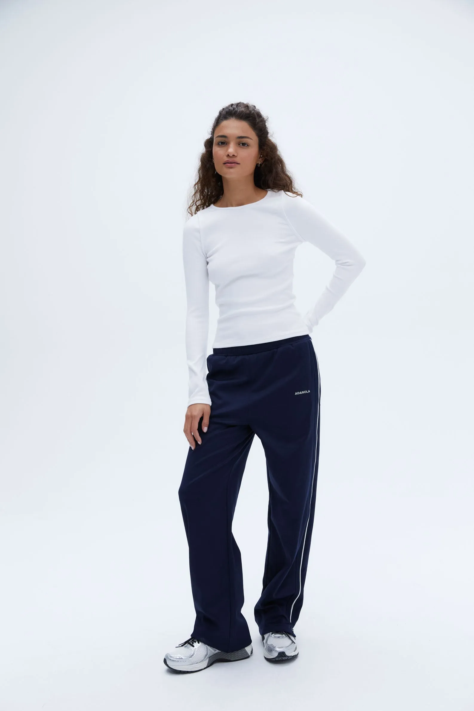 Rib Long Sleeve Open Back Top - White