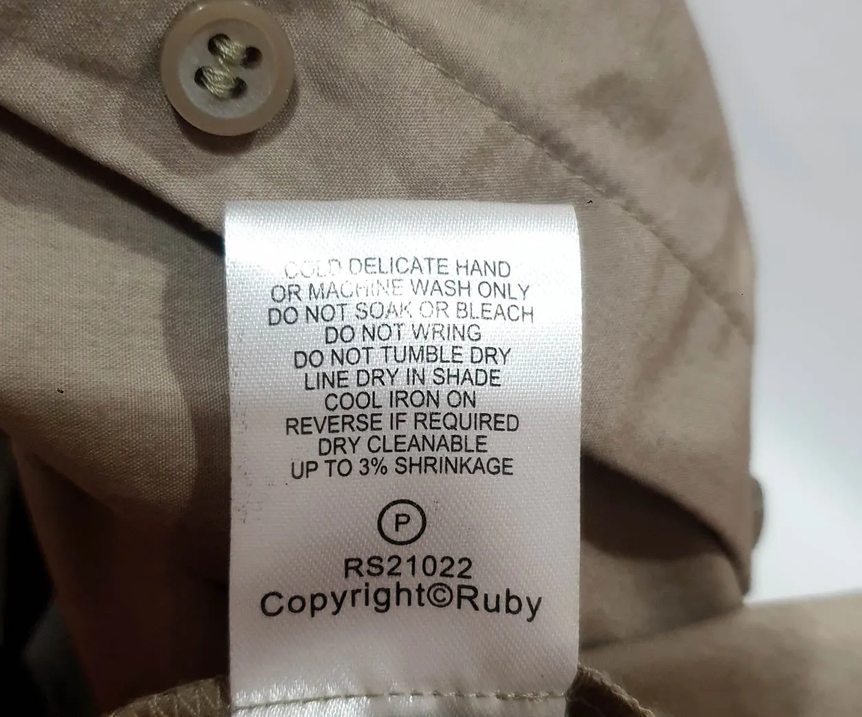 Ruby NZ tan cotton shirt size 18