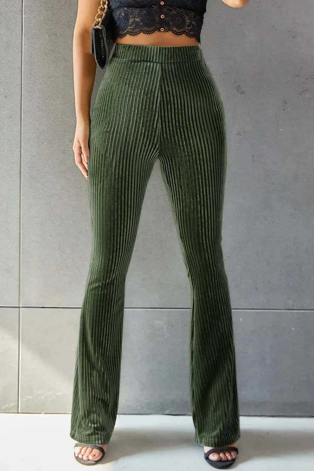 'Ruth' Ribbed High Waist Flare Pants