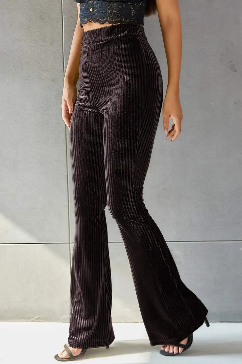 'Ruth' Ribbed High Waist Flare Pants