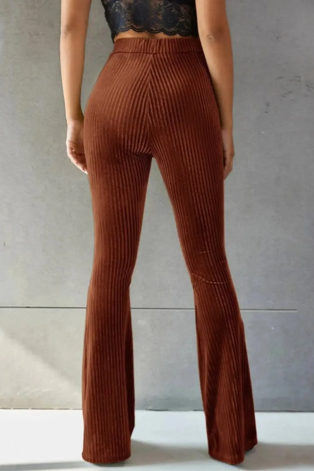 'Ruth' Ribbed High Waist Flare Pants