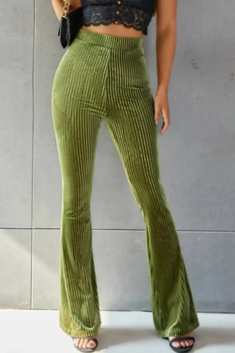 'Ruth' Ribbed High Waist Flare Pants