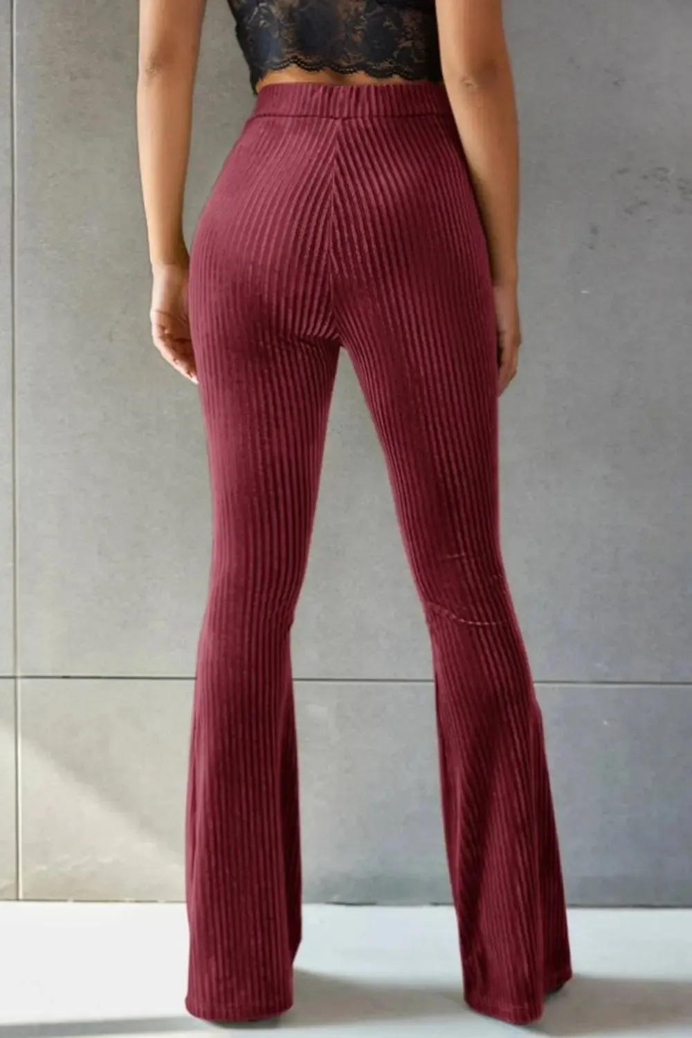 'Ruth' Ribbed High Waist Flare Pants