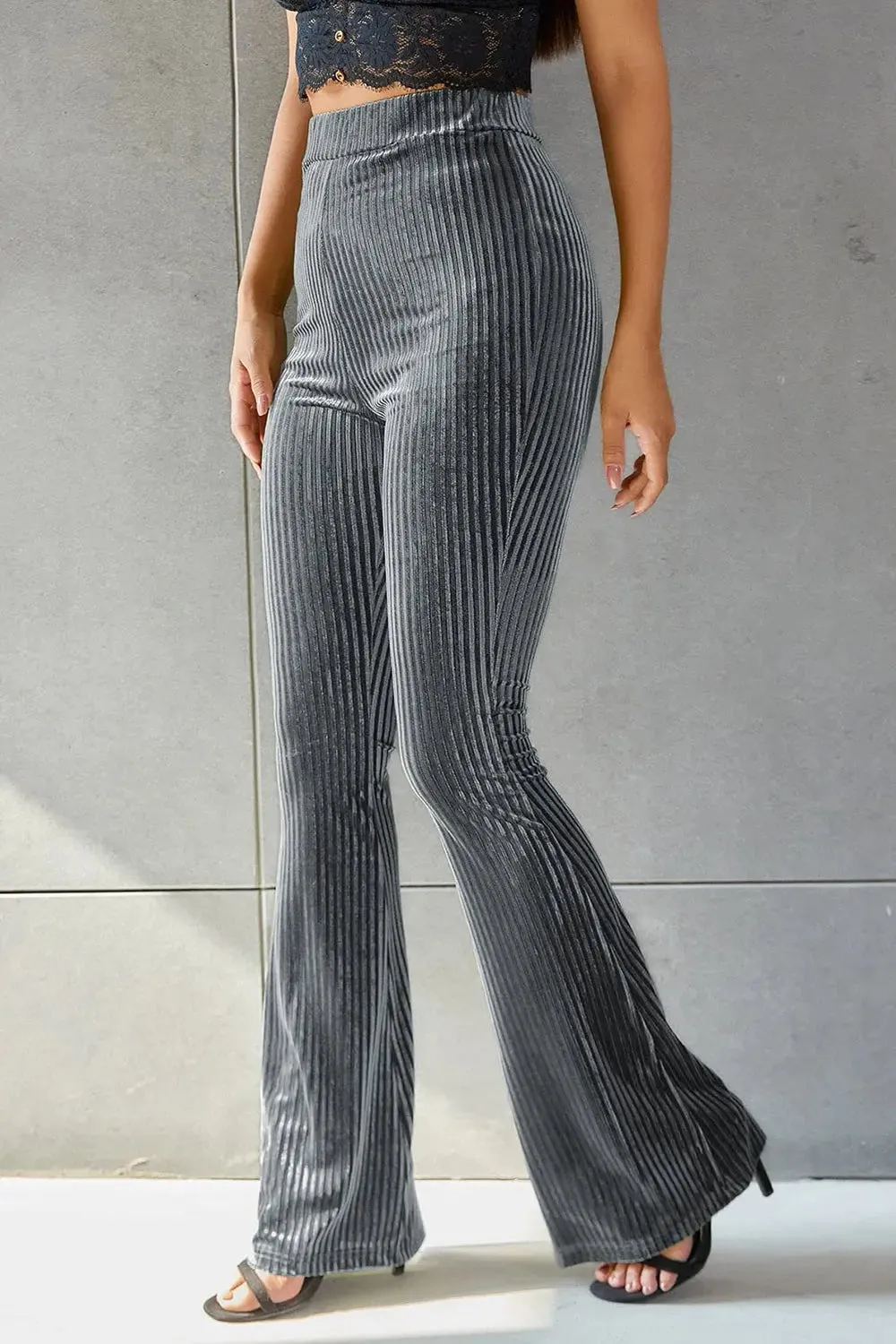 'Ruth' Ribbed High Waist Flare Pants