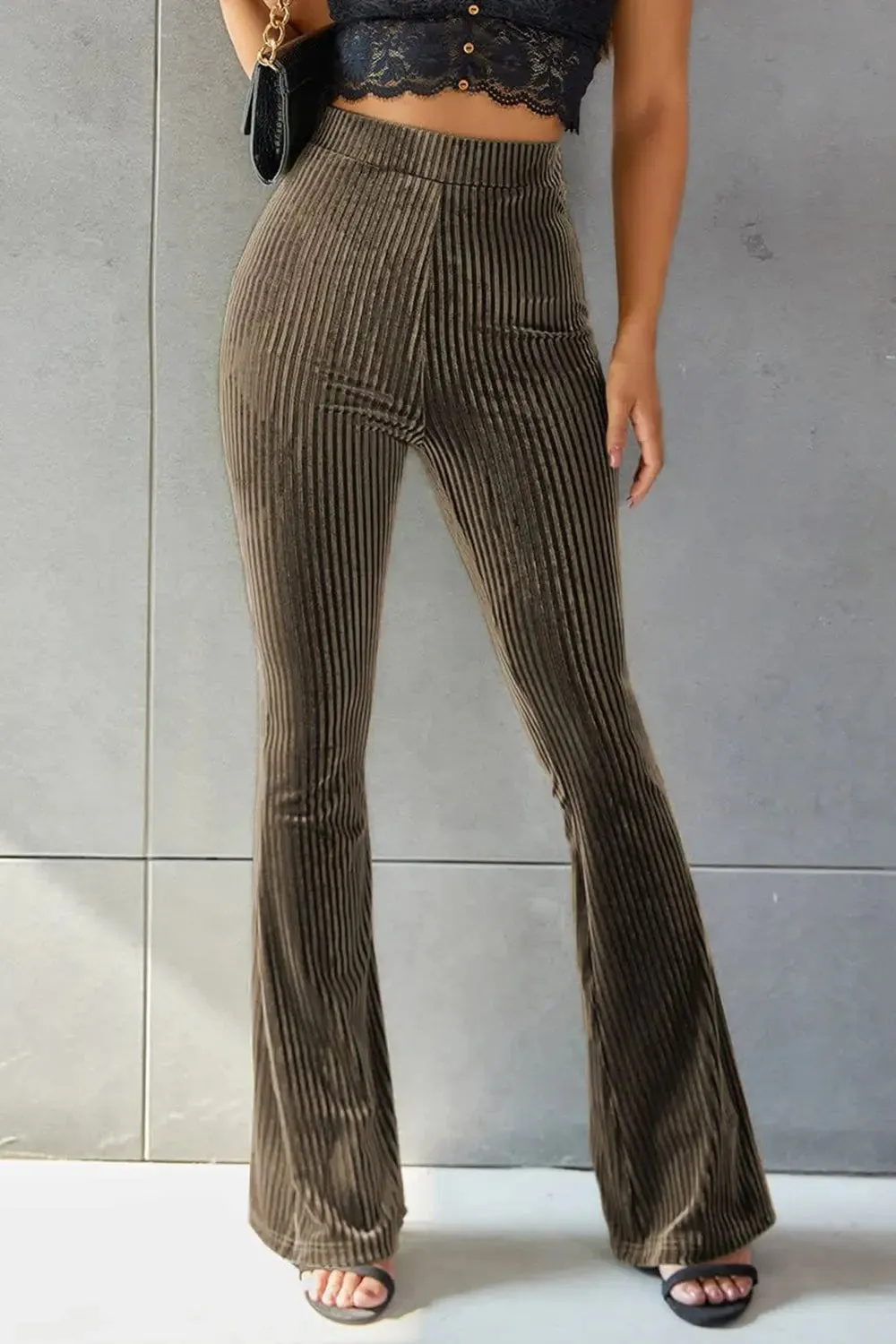 'Ruth' Ribbed High Waist Flare Pants