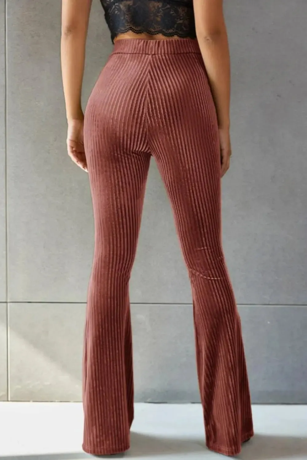 'Ruth' Ribbed High Waist Flare Pants