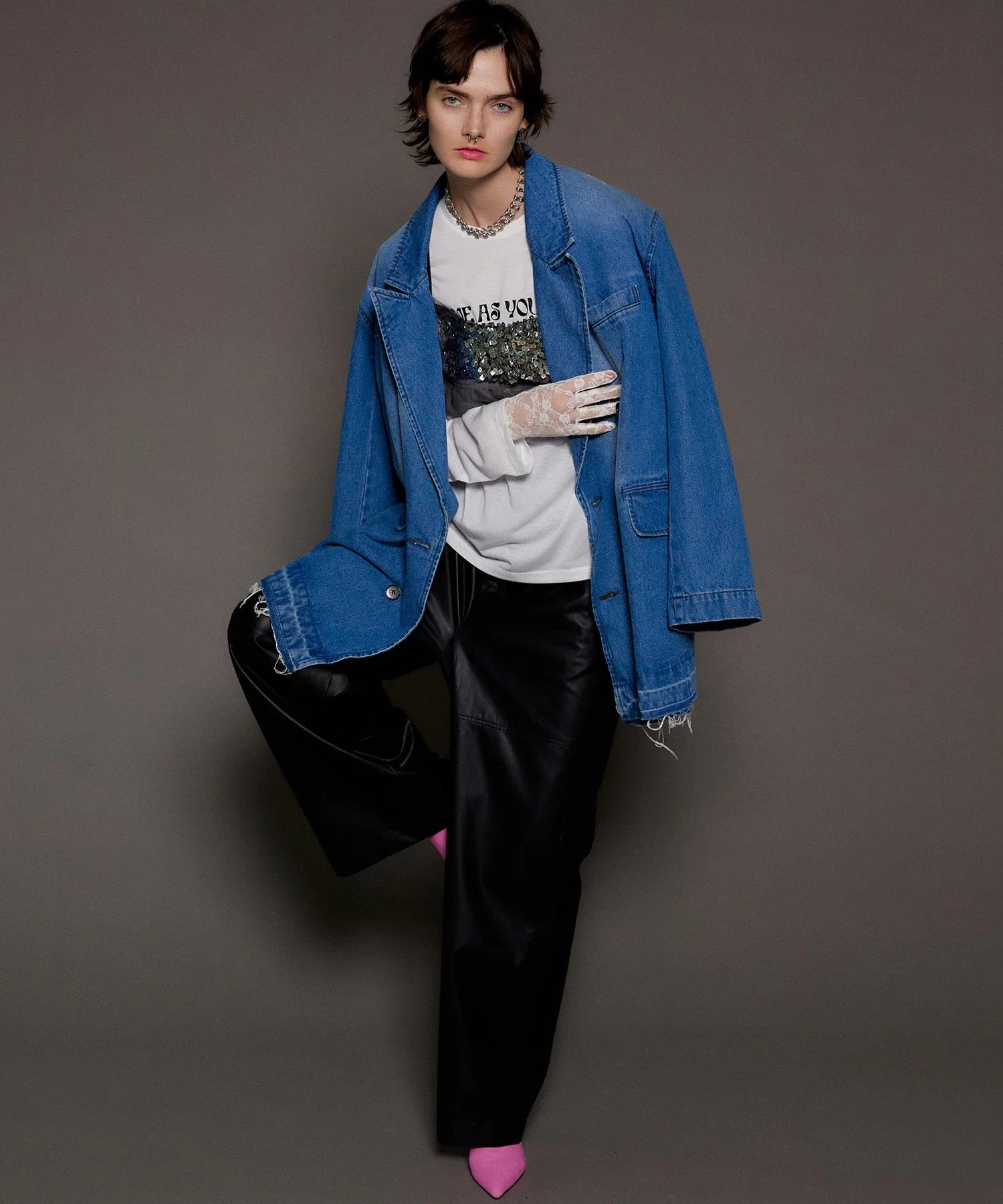 【SALE】Vegan Leather Easy Pants