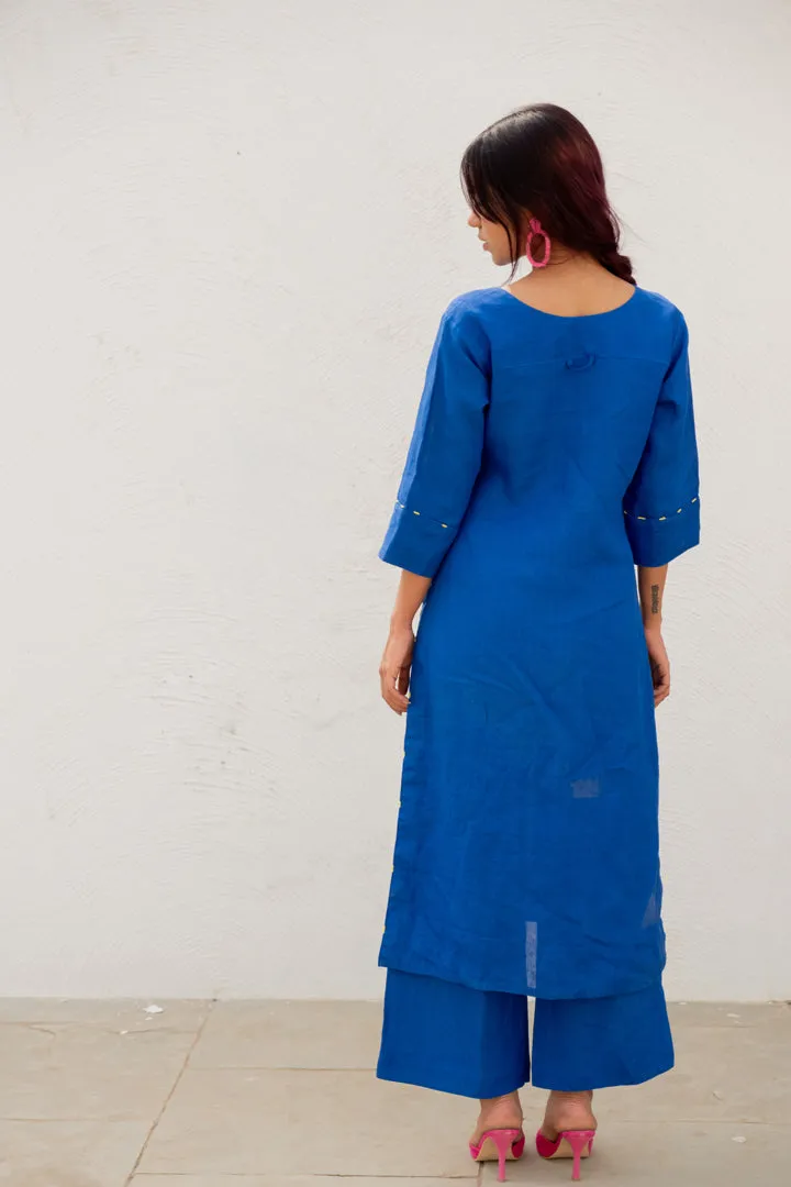 Sapphire Linen Kurta Set