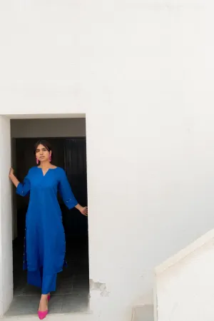 Sapphire Linen Kurta Set